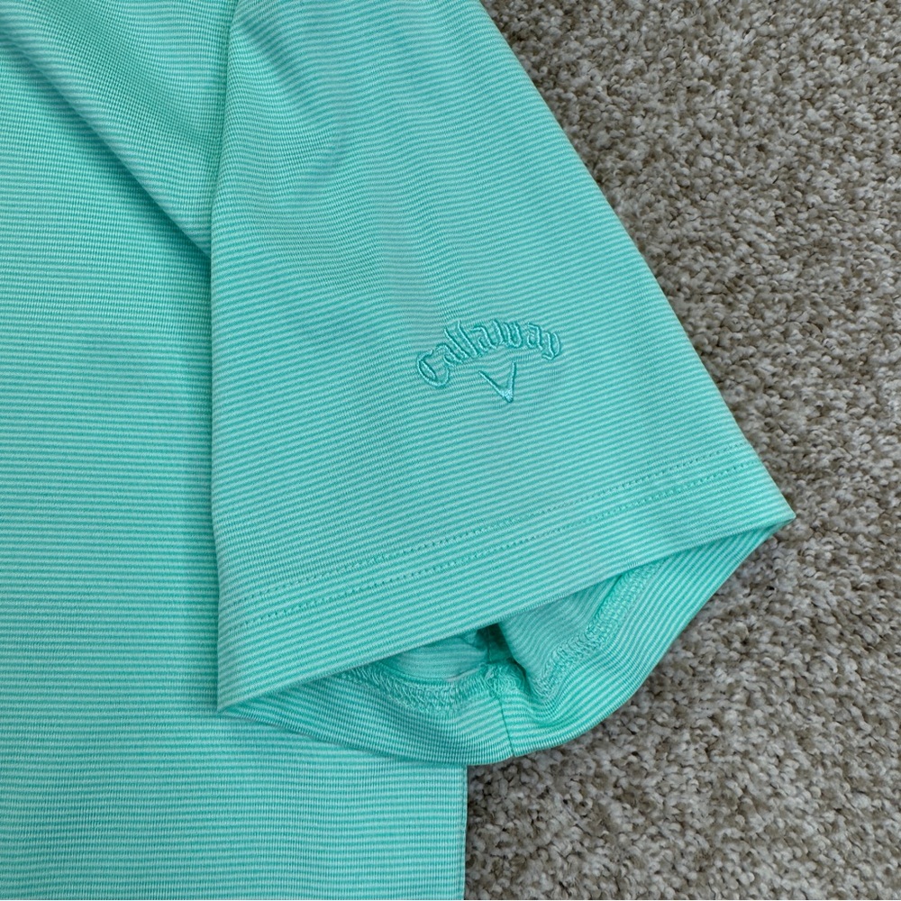 Callaway Opti Dri Green Striped Golf Polo Shirt Mens size Large Short Sleeve - Picture 5 of 12